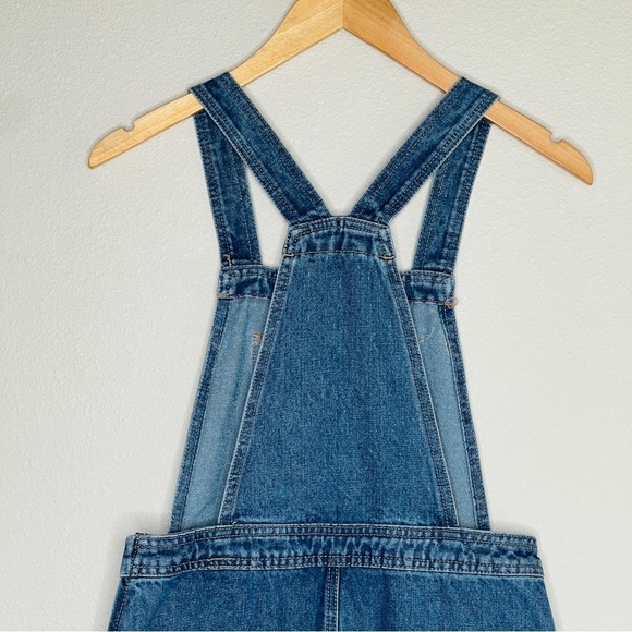 Y2K Denim Overall Mini Dress 90s Pinafore Jumper Skirt Blue Jean | Size 4 - Picture 4 of 9